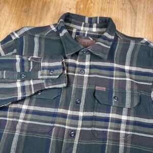 Orvis Heavyweight Long Sleeve Flannel Shirt Mens Large Green Plaid Outdoors